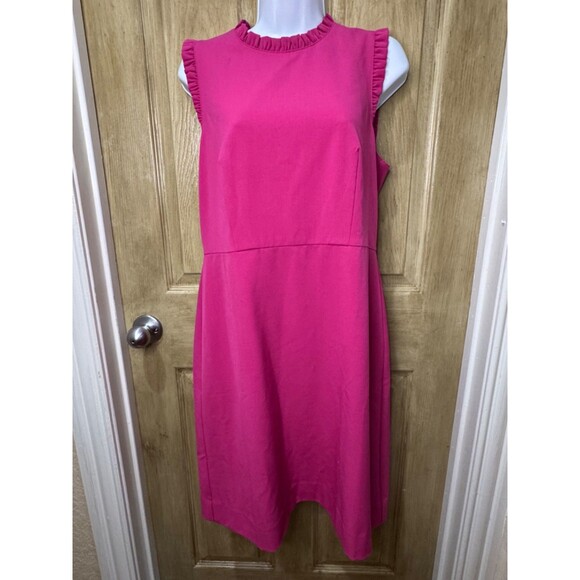 J Crew size 10 dress in pink Fuchsia lined Work Career Ruffle - Picture 1 of 10